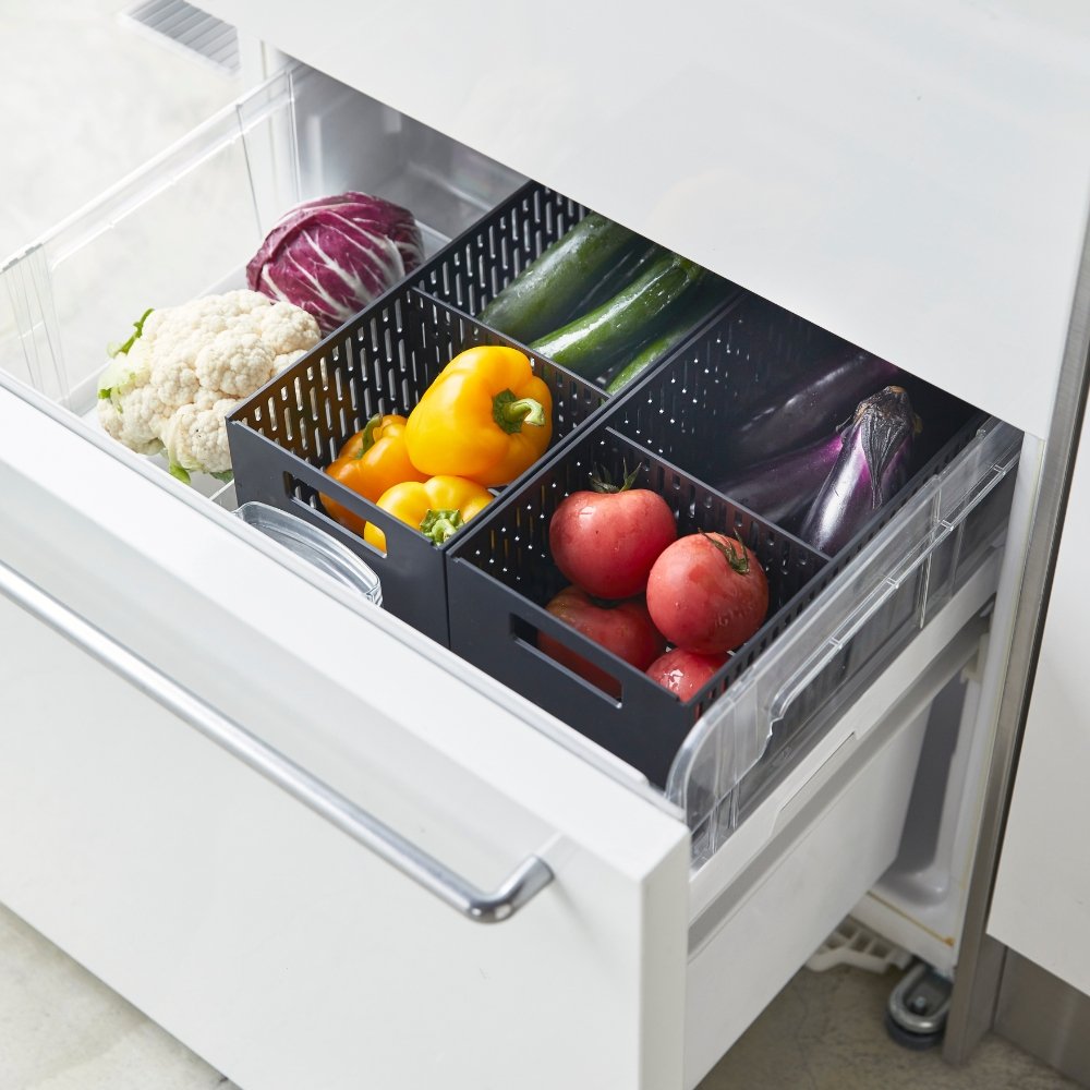 Yamazaki TOWER Aufbewahrungskorb mit flexiblen Fächern - Schwarz - BINS AND BOXES